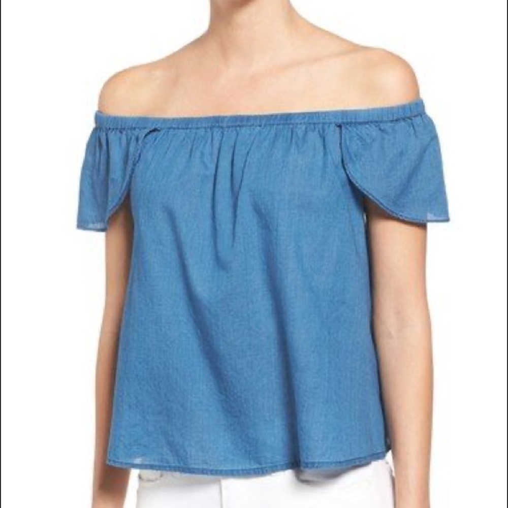 Madewell Chambray Bellamy Off The Shoulder Blouse